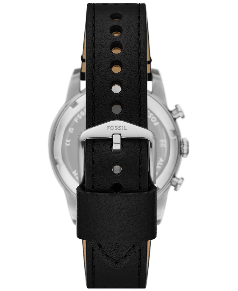 Fossil Men's Sport Tourer Chronograph Black Leather Watch, 42mm
