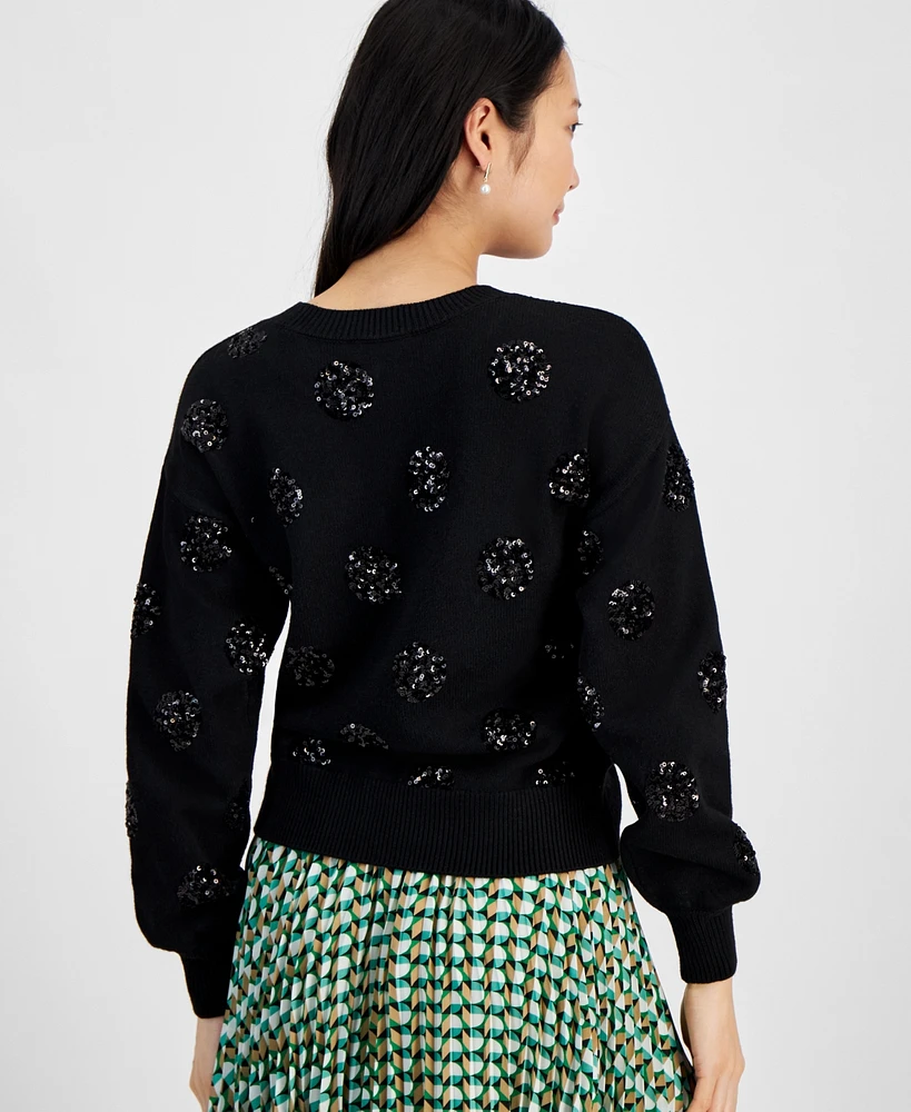 On 34th Women's Sequinned-Pattern Sweater