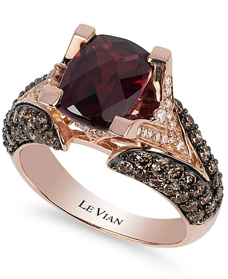 Le Vian Raspberry Rhodolite Garnet (3 ct. t.w.), Chocolate Diamonds (1-1/5 t.w.) and White Diamond Accent Ring 14k Rose Gold (Also Available