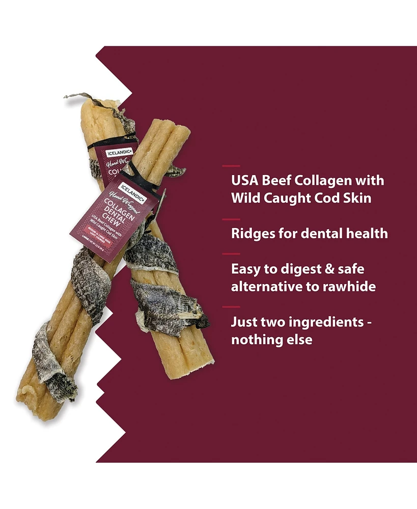 Dental Chew Stick: Beef Collagen Wrapped w/ Fish