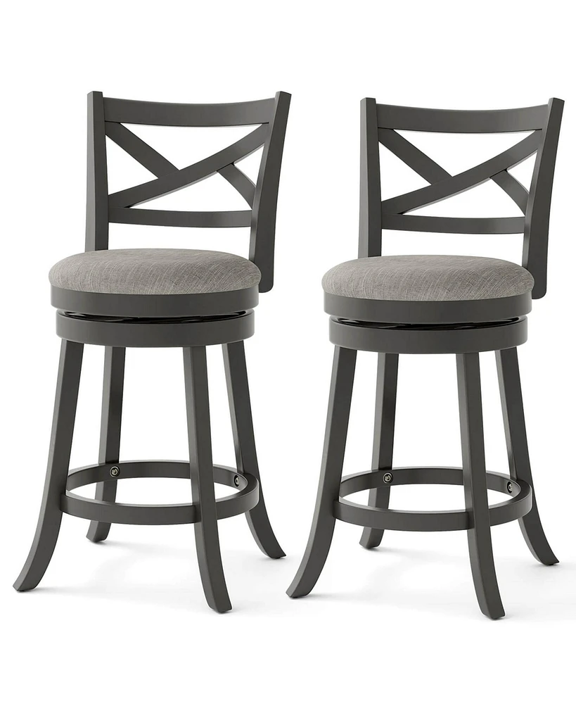 Swivel Bar Stools Set of Counter Height Chairs with Hollow Back Soft-padded Seat