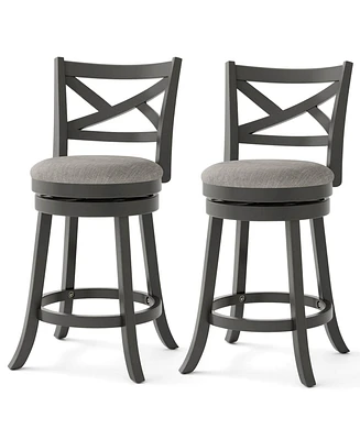 Swivel Bar Stools Set of Counter Height Chairs with Hollow Back Soft-padded Seat