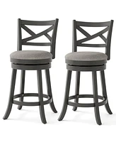 Swivel Bar Stools Set of Counter Height Chairs with Hollow Back Soft-padded Seat