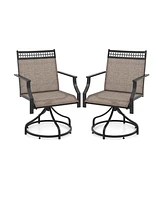 Costway Patio Swivel Dining Chairs Set of with Quick-Drying Fabric and Metal Frame