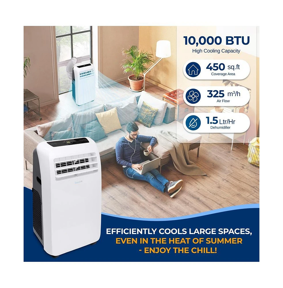 SereneLife Portable Air Conditioner & Heater, 10,000 Btu Cooling, 9,000 Btu Heating, Built-in Dehumidifier & Fan
