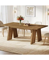 Tribesigns 71" Large Dining Table for 6 People, Farmhouse Dinner Table, Wood Rectangular Dining Table with Thickened Legs for Kitchen, Dining Roo