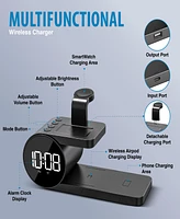 Brookstone 3-in-1 Wireless Charging Stand and Alarm Clock for iPhone, Airpods, and Apple Watch