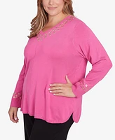 Ruby Rd. Plus Grommet Embellished Fine Gauge Sweater