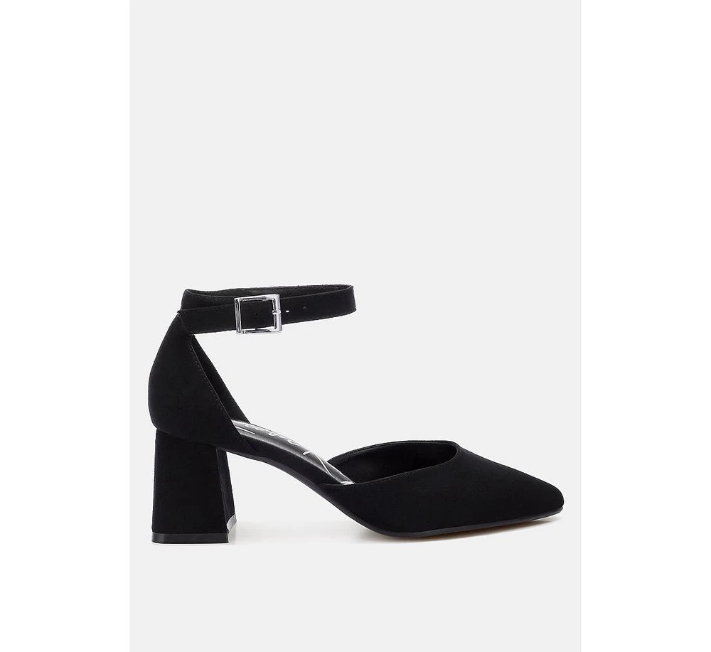 Rozita Microfiber Block Heel Sandals