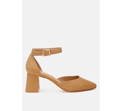 Rozita Microfiber Block Heel Sandals