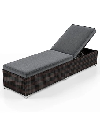 Pcs Chaise Lounge with 4-level Backrest Heavy-Duty Metal Frame Seat Cushion