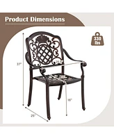 Pcs Patio Cast Aluminum Chairs Outdoor Metal Armchairs with Ergonomic Curved Seat