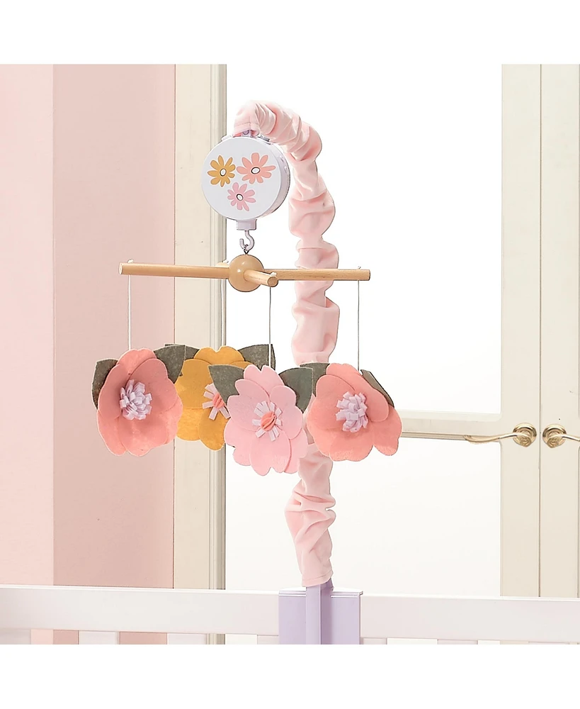 Lambs & Ivy Little Garden Felt Flowers Musical Baby Crib Mobile Soother Toy