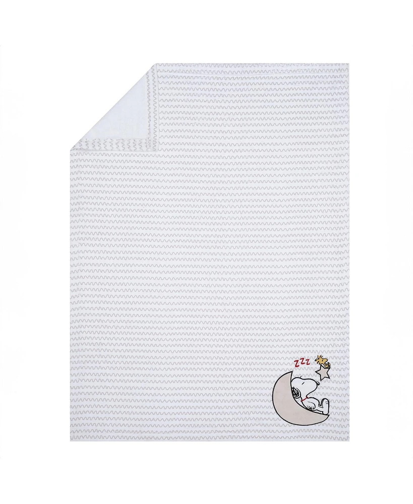 Bedtime Originals Snoopy Love Soft White/Taupe Fleece Baby Blanket w/ Applique