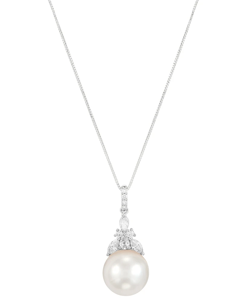 Grown With Love Cultured Freshwater Pearl (12mm) & Lab Grown Diamond (1/2 ct. t.w.) 18" Pendant Necklace in 14k White Gold