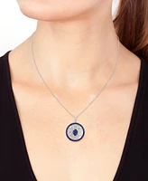 Effy Sapphire (1-7/8 ct. t.w.) & Diamond (1/3 ct. t.w.) Mandala Openwork 18" Pendant Necklace in Sterling Silver