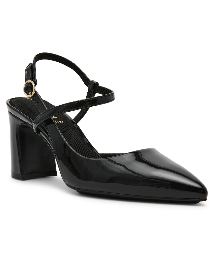 Anne Klein Women's Bliss Pointed Toe Strappy Block Heel Pumps