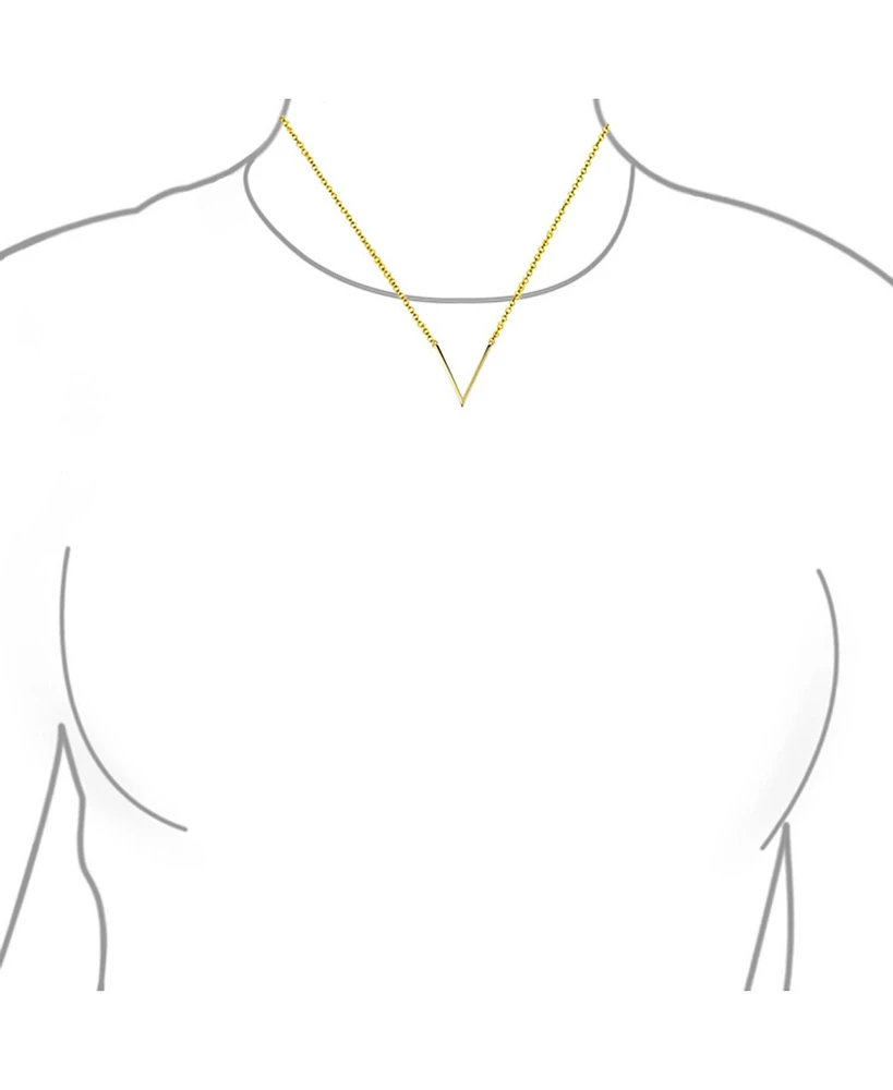 Bling Jewelry Minimalist Geometric Chevron V Pendant Necklace 14K Gold Plated Silver