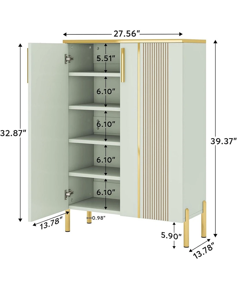 Tribesigns Shoe Cabinet with Doors, 6-Tier Shoe Storage Cabinet with Adjustable Shelves, Wooden Shoes Rack Shoe Storage Organizer for Entryway