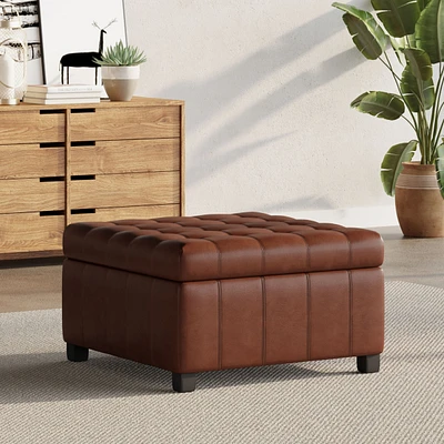 Luxurious Faux Leather Ottoman With Ample Storage And Soft-Close Hinges