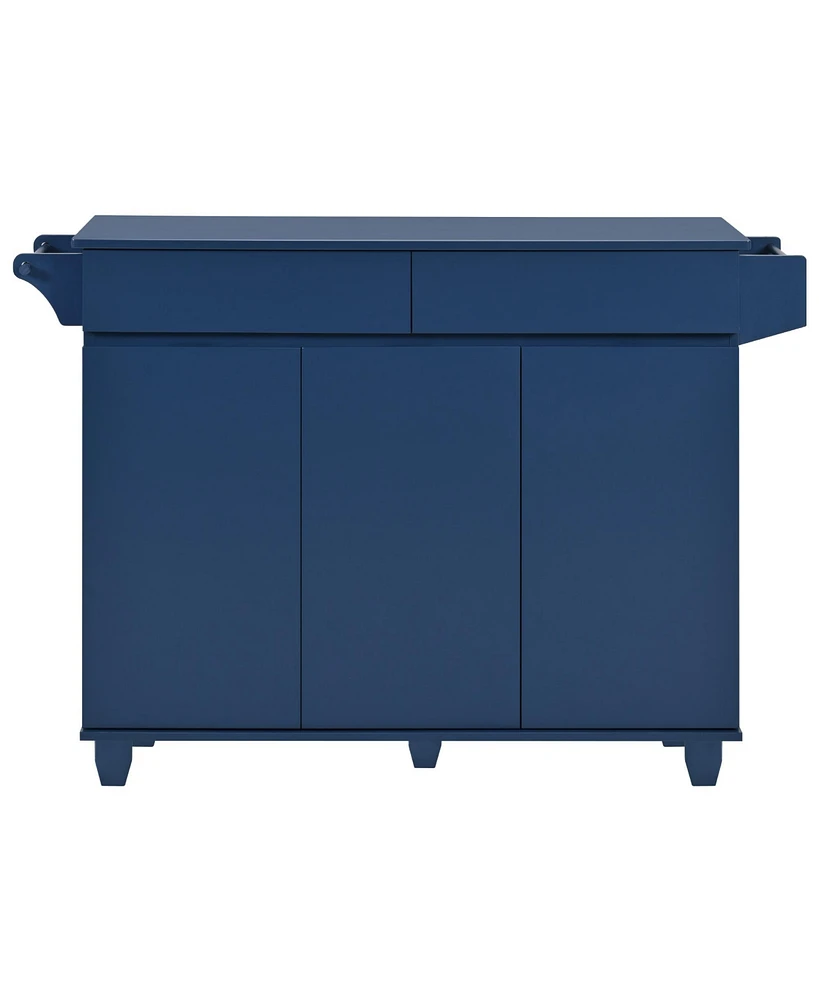 53.2" Kitchen Island with Drop Leaf, Kitchen Storage Cart with Spice Rack, Towel Rack and 2 Drawers, Rolling Kitchen Island on Wheels with Adjust