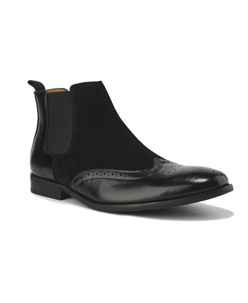 Gino Vitale Men's Wingtip Brogue Two-Tone Chelsea Boots