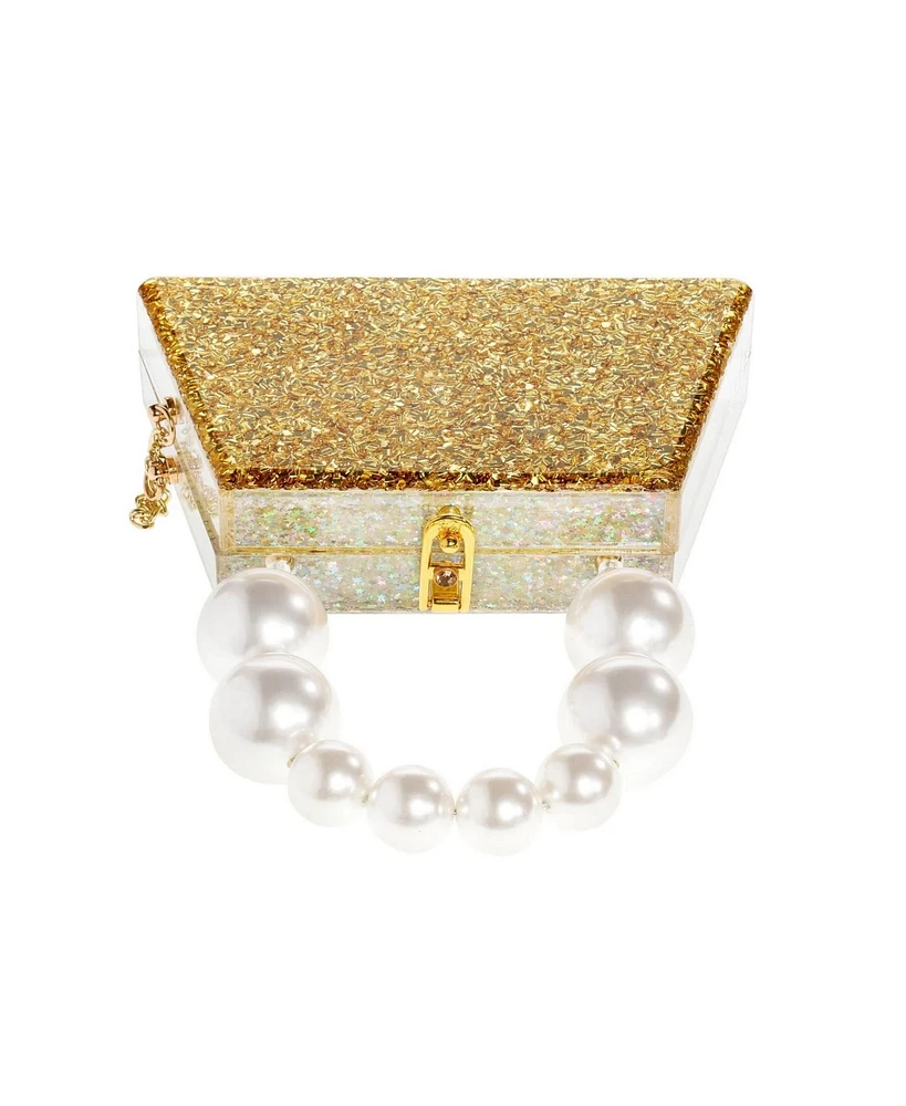 Milanblocks Forever Love Glitter Top Handle Acrylic Clutch