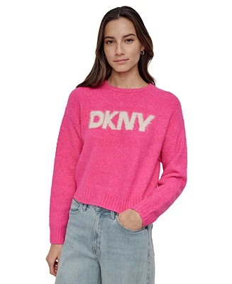 Dkny Jeans Women's Tinsel Logo Boucle Sweater - J1L