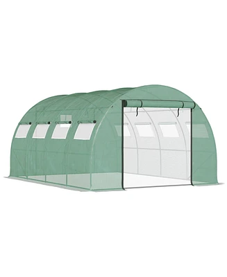 13' x 10' x 6.5' Walk-in Tunnel Greenhouse with 2 Zippered Mesh Doors & 10 Mesh Windows, Upgraded Gardening Plant Hot House with Galvanized Steel Hoop
