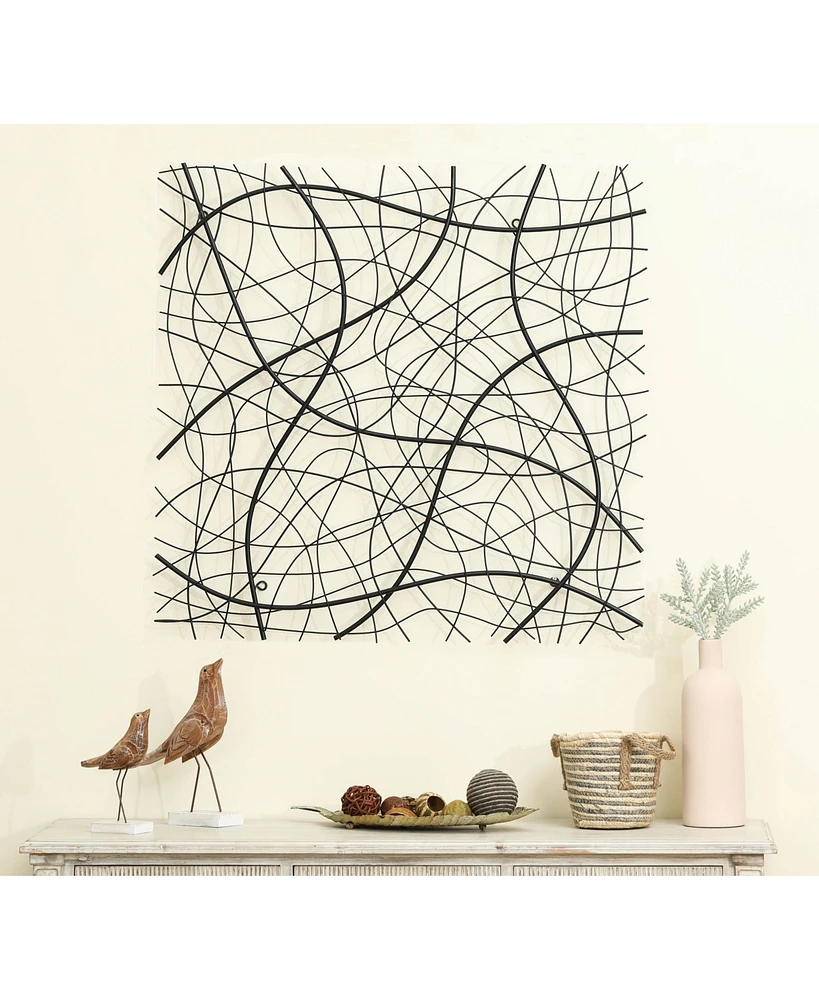 LuxenHome Large Black Abstract Square Metal Wall Decor
