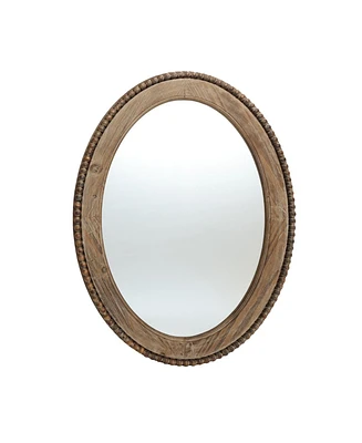 LuxenHome 32-Inch Cameo Wood Framed Accent Wall Mirror Large Oval Wall Mounted Mirror Farmhouse Wall Decor
