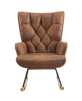 Upholstered Glider Rocking Chair for Nursery High Backrest for Comfort and Support