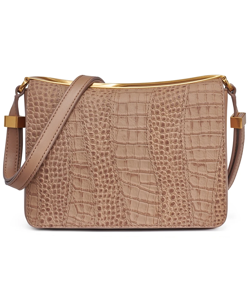 Donna Karan New York Jericho Croco Wave Flap Shoulder with Sculpted Hardware