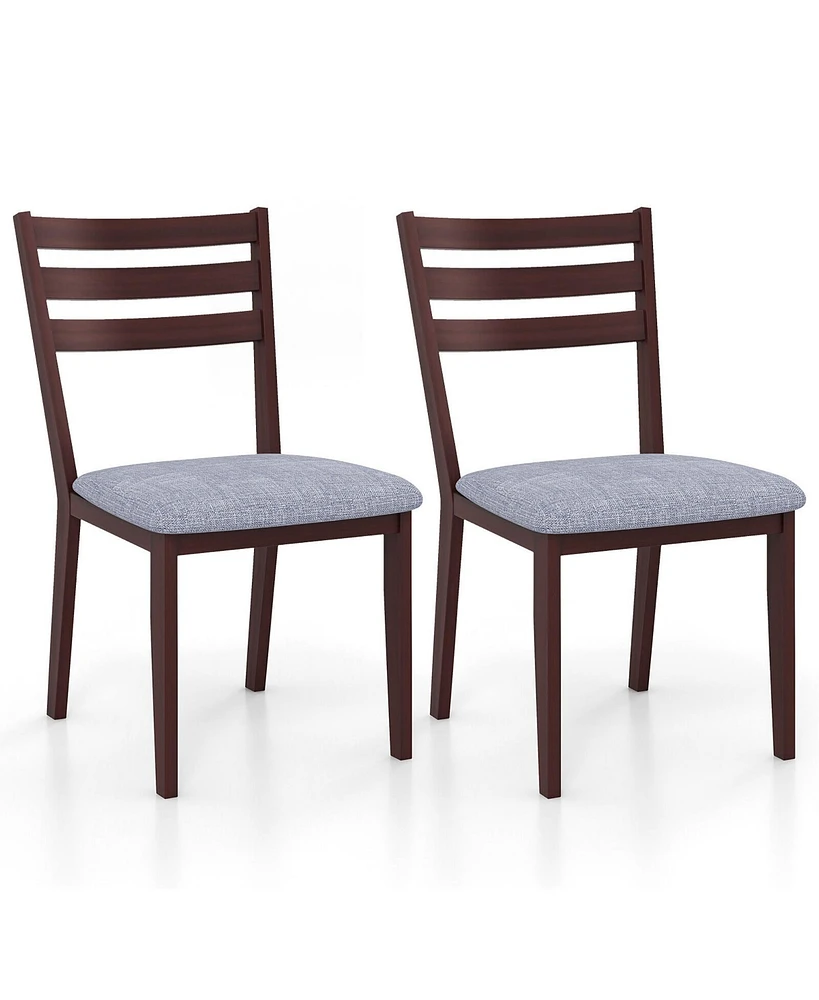 Gymax Upholstered Dining Chair Set of 2 Armless Cushioned Seat Hollow Curved Backrest
