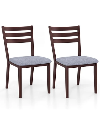 Gymax Upholstered Dining Chair Set of 2 Armless Cushioned Seat Hollow Curved Backrest