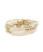 Non-Tarnishing Gold Filled Balls and Freshwater Pearl Bracelet Stack