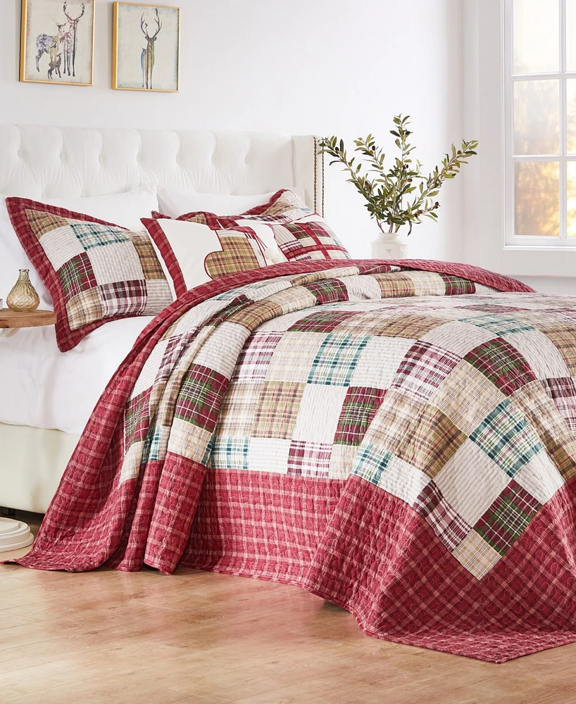 Greenland Home Fashions Oxford Traditional Plaid 3-Pc. Bedspread Set