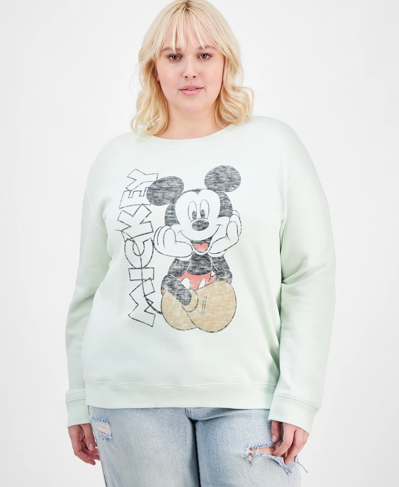 Disney Trendy Plus Size Mickey Mouse Faded Print Sweatshirt
