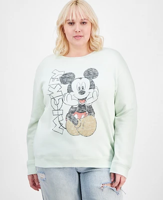 Disney Trendy Plus Size Mickey Mouse Faded Print Sweatshirt