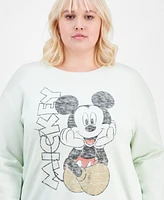 Disney Trendy Plus Size Mickey Mouse Faded Print Sweatshirt