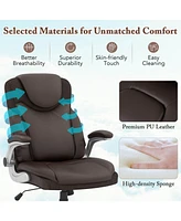 Ergonomic Office Chair Pu Leather Executive Swivel with Flip-up Armrests