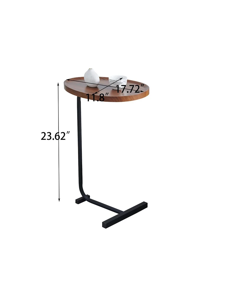 Slickblue 2-Piece Brown C-Shaped Side Table Set: Small Sofa Tables for Living Room and Bedroom in Small Spaces