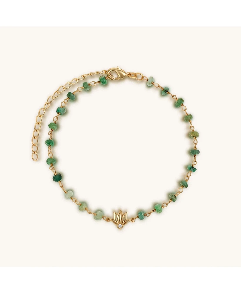 Focused Serenity - Ombre Emerald Lotus Charm Bracelet