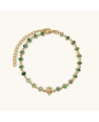 Focused Serenity - Ombre Emerald Lotus Charm Bracelet