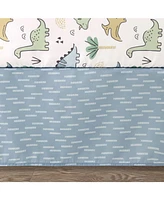 The Peanutshell Blue Dino 5 Piece Crib Bedding Set for Baby Boys, Nursery Set with Blanket