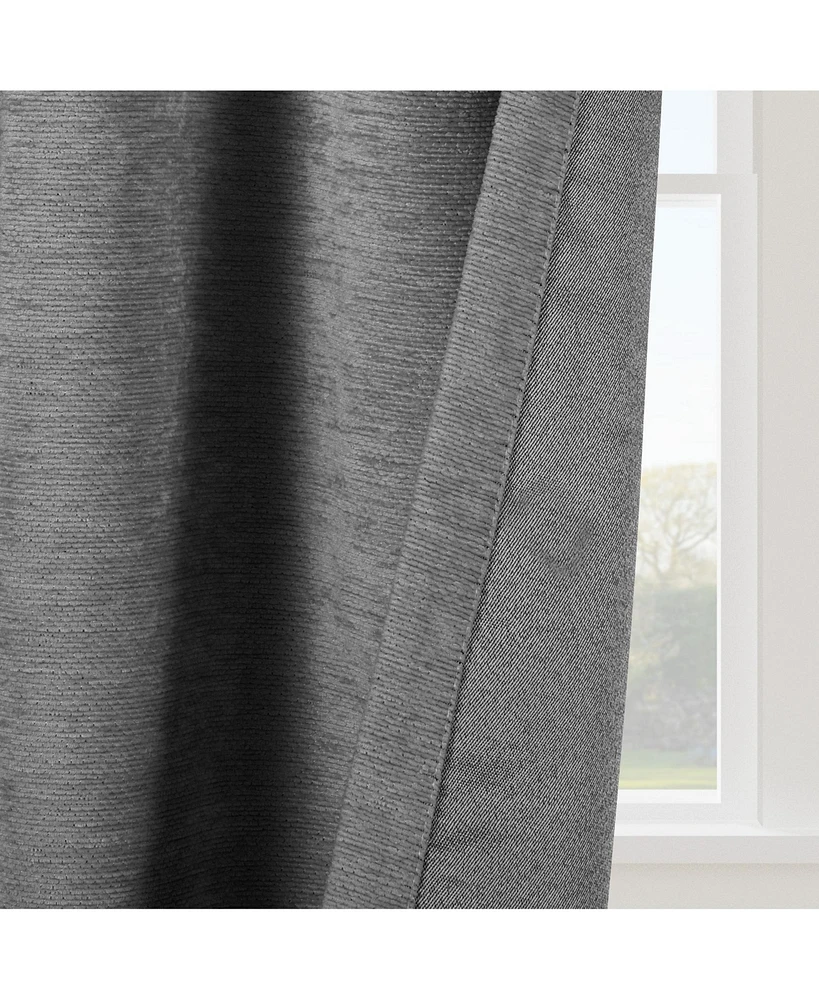 Chenille Solid Room Darkening Back Tab Curtain Panel