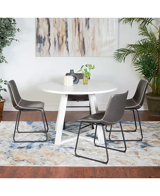 5-Piece Round Dining Set, Trestle Dining Table with 4 Stylish Chairs