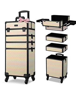Byootique 4in1 Rolling Makeup Train Case Cosmetic Organizer Blush ForgetMeNot