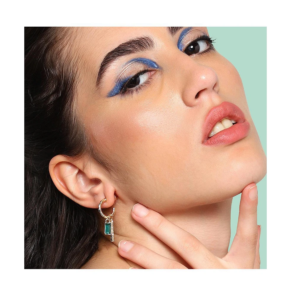 Sohi Women's Drop Bling Hoop Earrings