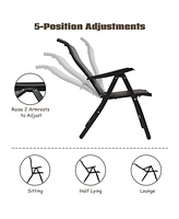 Vebreda Patio Rattan Folding Chair with Armrest